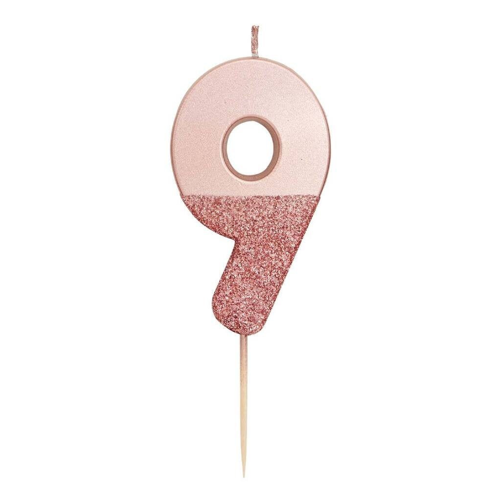 9th Birthday Candle Nine Candle Pink Number Candles Rose Etsy