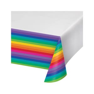 Boho Rainbow Paper Tablecloth, Hearts and Rainbow Plastic Tablecloth,  Rainbow Party Supplies, First Birthday Party, Rainbow Baby 
