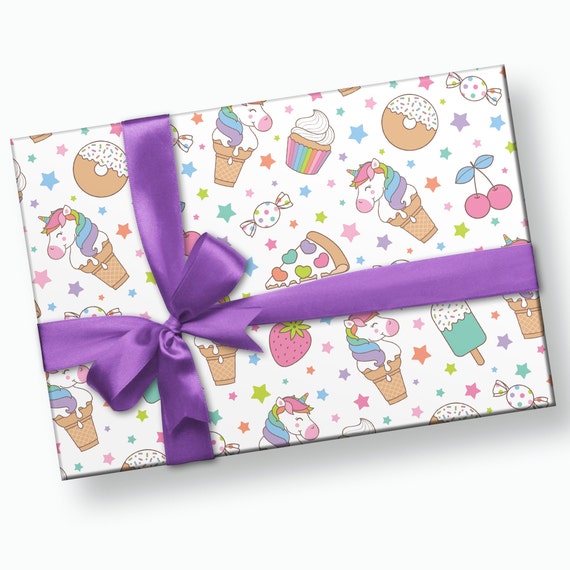 Unicorn Gift Wrap - Ice Cream Wrapping Paper, Donut Wrapping Paper, Birthday Wrapping Paper, Unicorn Birthday Party, Girl Wrapping Paper