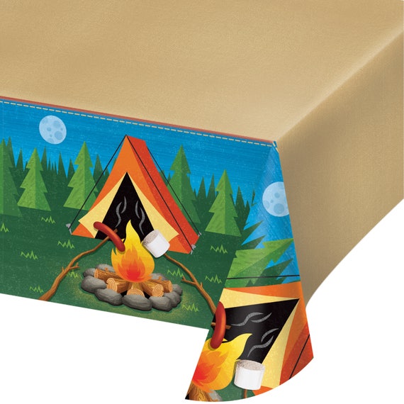 Camping Party Tablecloth Camping Birthday Decorations Etsy