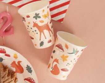 Woodland Deer Party Cups - Forest Birthday Decor, Woodland Party Supplies, Fox Birthday Cups, Woodland Baby Shower, Woodland Treat Cups
