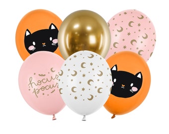 6 Halloween Balloons - Halloween Party Decorations, Girl Halloween Party Balloons, Spooky Party Supplies, Halloween Balloon Decorations