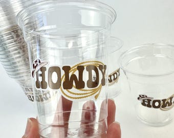 Cowboyfeestbekers 24kt howdyhoed lasso western verjaardag rodeo babyshower bekers wilde westen decor gunsten koud drankje doorzichtige plastic bekers 12oz