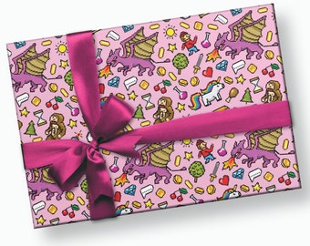 Gamer Wrapping Paper - Video Game Wrapping Paper, Wrapping Paper Girl, Video Game Girl, Birthday Wrapping Paper, Gaming Wrapping Paper