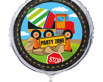 Baustellen Party Ballon - 18"Folien Heliumballon mit Zement LKW Motiv für Jungen Geburtstag, Kipper Party Dekor