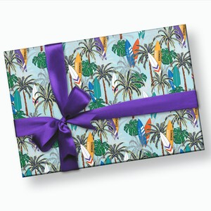 Papel de embrulho para surfe - Embrulho para presente, Presente de surfista, Presente de surfe, Aniversário de surfe, Artigos para festa de surfe, Aniversário na praia, Embrulho para presente de aniversário imagem 3