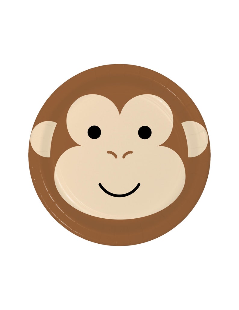 9 Monkey Party Plates Monkey Birthday Monkey Baby Shower Party Decorations Safari Animals Birthday Jungle Baby Shower Safari