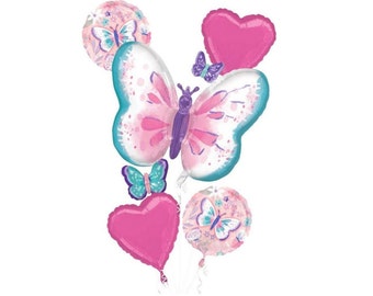 Bouquet di palloncini a forma di farfalla - Palloncini di compleanno a forma di farfalla, decorazioni per feste a forma di farfalla, articoli per compleanni a forma di farfalla, articoli per feste a forma di farfalla