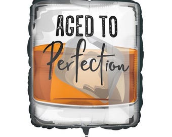 Aged to Perfection Whisky-Ballon, Whisky-Geburtstagsballon, 56 cm Folienballon, Erwachsenen-Geburtstags-Partydekoration, Bourbon-Thema