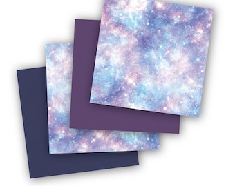 Galaxy Vinyl 4-Pack of 12" x 12" Sheets | Dark Blue, Purple, Space Sky Prints | Celestial Crafts, DIY Tumblers, Stickers, Starry Night Theme