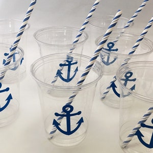 Nautical Party Cups Nautical Wedding Anchor Cups Nautical Baby Shower Beach Wedding Engagement Party Pirate Theme Birthday Cups image 2