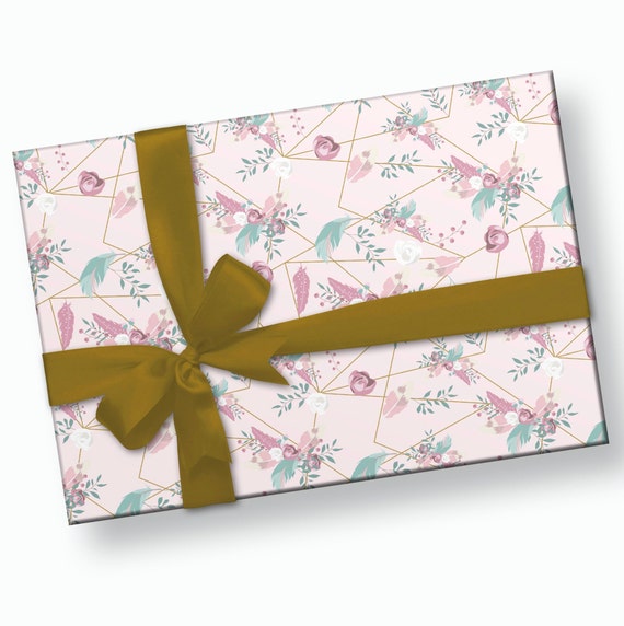 Rose Gold Gift Wrapping Kit Rose Gold & White Gift Wrap Rose Gold Ribbon  Heart Tags Birthday Present Wrapping Paper 