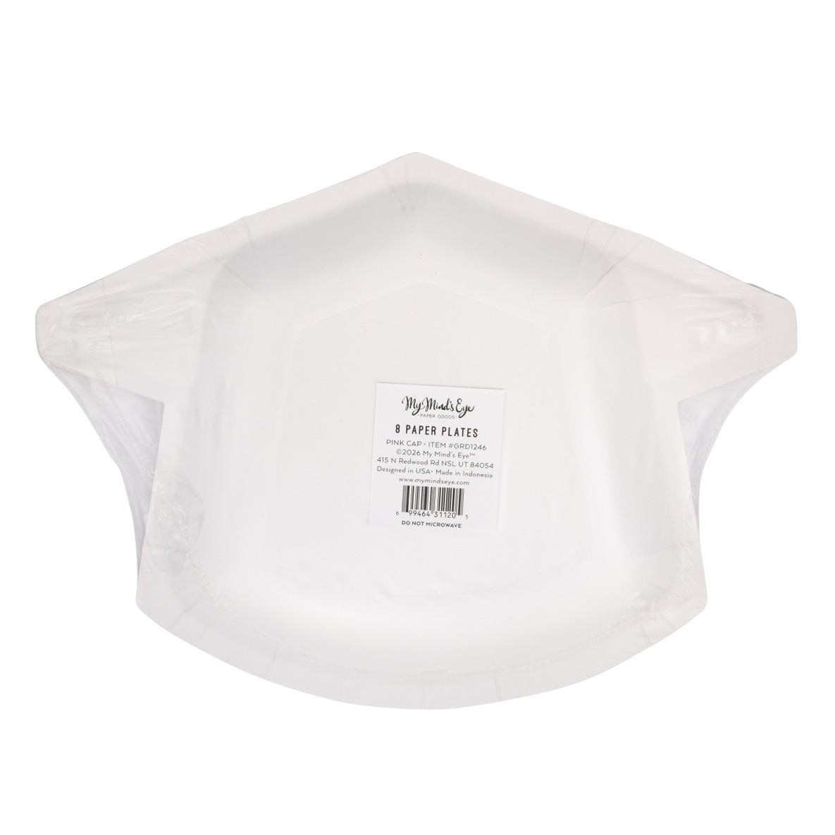 Pink Graduation Cap Plates 8ct, Mortarboard Shaped Paper Plates With ...
