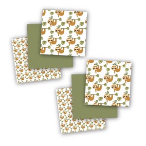 Confezione da 6 fogli di vinile a forma di bradipo – bradipi da appendere piccoli e grandi + fogli adesivi verdi oliva / 12x12, per bicchieri, portachiavi, bomboniere, cartelli