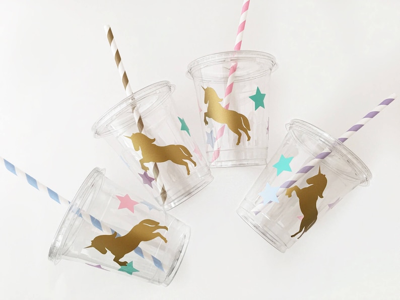 Unicorn Party Cups Unicorn Birthday Cups, Unicorn Cups, Unicorn Party Favors, Birthday Favors, Party Decorations, Birthday Decorations image 1