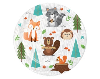 Woodland Party Plates - Woodland Animals, Forest Animals, Woodland Birthday, Woodland Baby Shower, Woodland Plates, Birthday Plates