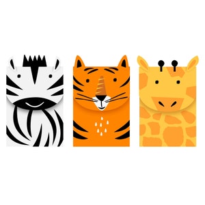 Safari Animal Favor Bags - Safari Jungle Birthday Supplies, Loot Bags, Zoo Party Supplies, Goodie Bags, Safari Animal Party Decorations