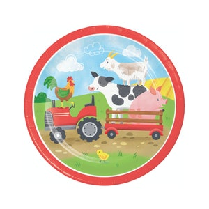 Farm Cake Plates - Farm Animal Party Plates, Farm Birthday Decorations, Farm Animals Party Supplies, Farm Birthday Plates, Barnyard Party