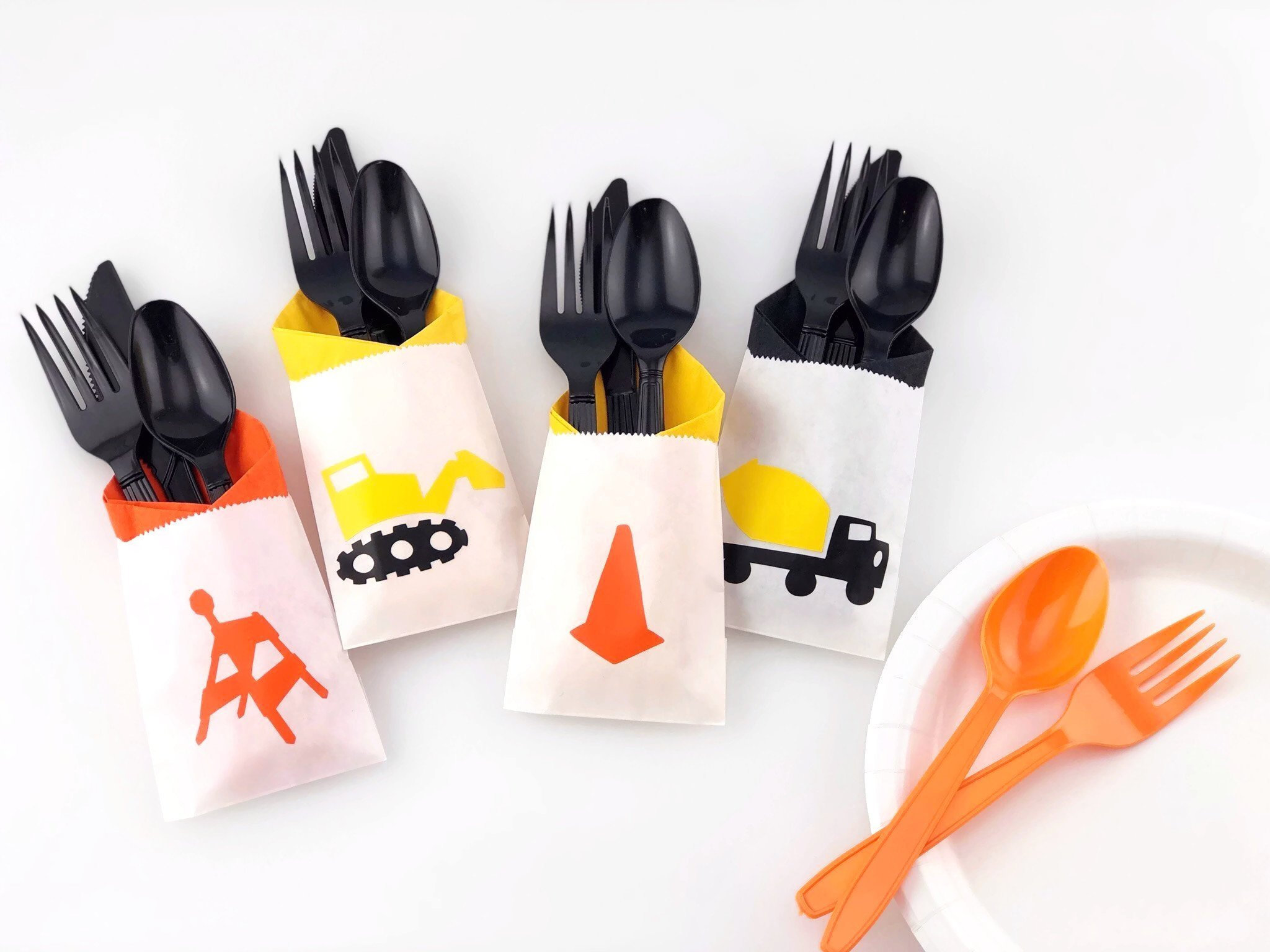 Construction Party Cutlery - Construction Birthday Party Supplies, Co…
