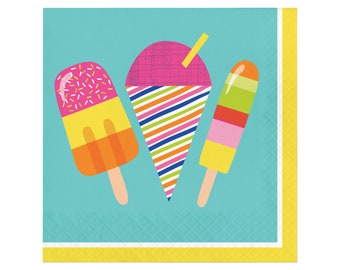 Popsicle Party Napkins - Paper Luncheon Napkins, Ice Cream Birthday, Sweet Treats Party, Summer Birthday Supplies, Popsicle Birthday