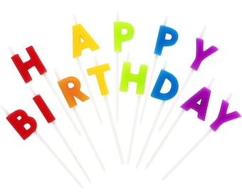 Happy Birthday Candles - Cake Candles, Rainbow Party, Unicorn Birthday, Paint Party, Fiesta Birthday, Cupcake Candles, Rainbow Candles