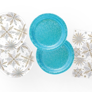 Winter Wonderland Supplies - Snowflake Party Supplies, Winter Onederland Decorations, Princess Party, Winter Party Plates, Snowflake Napkins