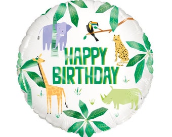 18" Safari Birthday Balloon - Party Decorations, Safari Jungle Birthday, Birthday Decorations, Jungle Birthday Balloon, Birthday Decor