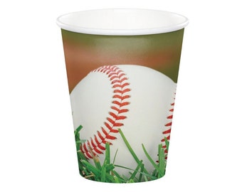 Kubki na imprezę baseballową - Kubki urodzinowe baseballowe, dekoracje urodzinowe sportowe, artykuły na imprezę baseballową, baby shower baseballowy, dekoracje na imprezę