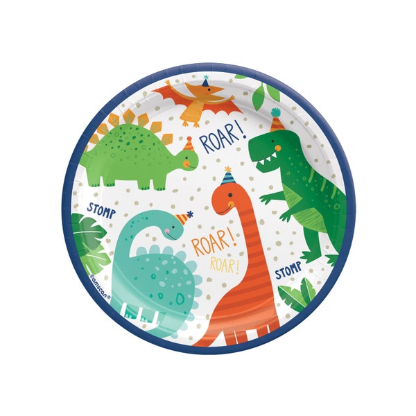 Dinosaur Party Plates - Dinosaur Cake Plates, Dino Birthday Decorations, Dinosaur Party Supplies, Dinosaur Birthday Plates, Dino Party Decor