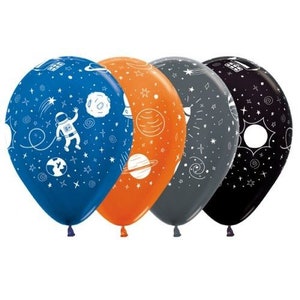 5 Space Party Balloons - Astronaut Balloons, Space Birthday Decorations, Galaxy Party Supplies, Rocket Party Decor, Outer Space Party