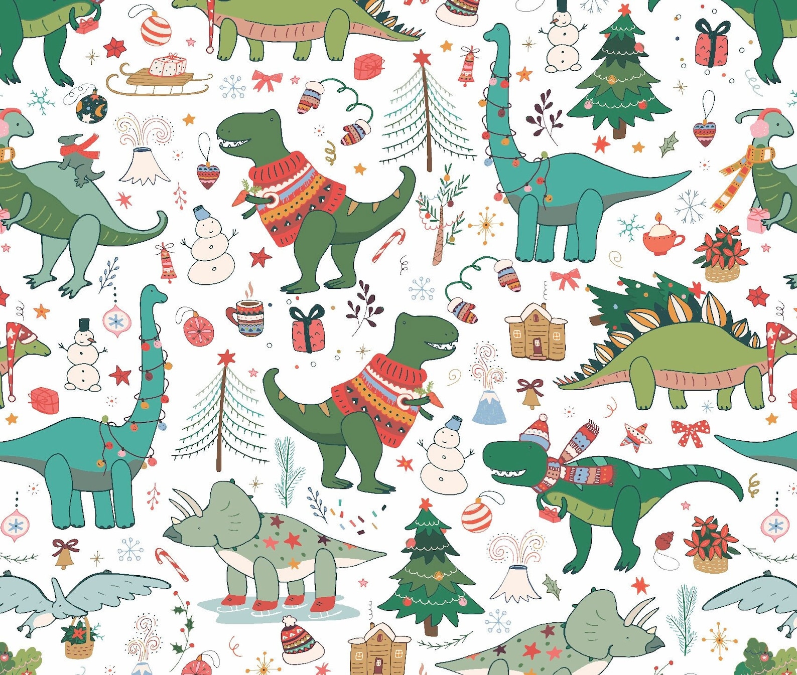 Dinosaur Gift Wrap Holiday Gift Wrap Christmas Paper Etsy