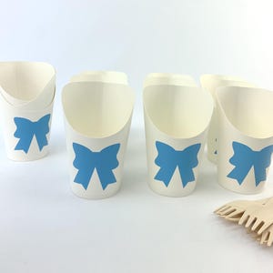 Bow Paper Charcuterie Cups 12ct - Something Blue Bridal Shower, Preppy Baby Shower, Coquette Birthday, Snack Cups, Treat Cups, Food Holders