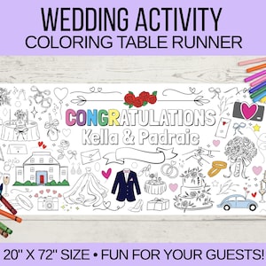Wedding Giant Coloring Banner Personalized Kids Reception Activity Children's Table Party Decoration Paper Bridal Shower Rehearsal Dinner