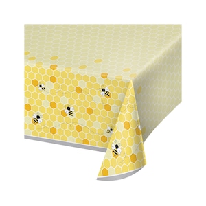Bee Party Tablecloth - Bee Baby Shower, Bee Party Decorations, What will it Bee, Gender Reveal, Bumble Bee Baby Shower, Honey Bee Party