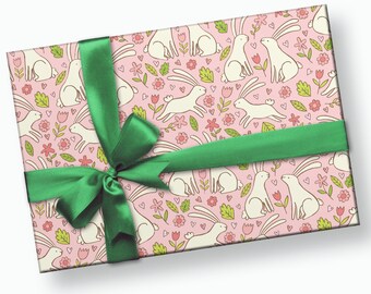 Bunny Gift Wrap - Bunny Wrapping Paper, Bunny Birthday Gift, Bunny Birthday Decorations, Birthday Gift Paper, Rabbit Wrapping Paper