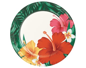 Luau Party Plates - Tropical Party, Tropical Bachelorette, Aloha Baby Shower, Hawaiian Party, Tropical Birthday, Aloha Baby Shower