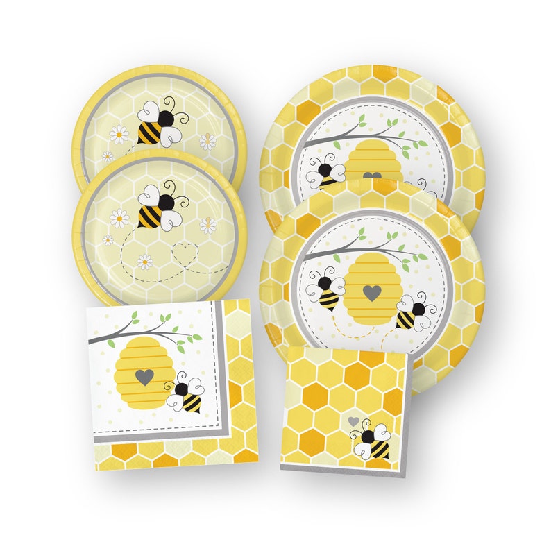 Bee Party Pack What Will it Bee Gender Reveal Bumble Bee Gender Reveal Bee Baby Shower Honey Bee Party Party Plates Party