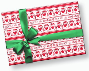 Santa Wrapping Paper - Ugly Sweater Party, Santa Gift Wrap, Holiday Gift Wrap, Christmas Paper, Holiday Paper, Christmas Wrapping Paper