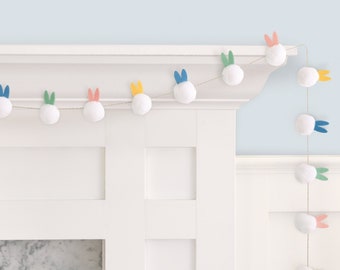 Guirnalda de conejito de fieltro: decoraciones de conejito de Pascua, pancarta de cumpleaños de conejito, decoración de fiesta de Pascua, decoración de Pascua para niños, suministros de cumpleaños de conejito