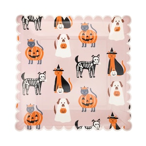 Halloween Paper Plates - Halloween Pet Party, Halloween Party Supplies, Halloween Decorations, Boo Birthday, Ghost Party, Halloween Plates