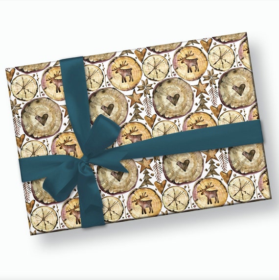 Rustic Wrapping Paper - Tree Wrapping Paper, Christmas Gift Wrap, Forest Paper, Wood Wrapping Paper, Woodland Christmas, Wood Gift Wrap