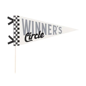 Winner's Circle Party Pennant Flag - Race Car Birthday Decorations, Racing Party Supplies, Checkered Flag, Vintage Race, Fast One Birthday