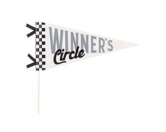 Winner's Circle Party Pennant Flag - Race Car Birthday Decorations, Racing Party Supplies, Checkered Flag, Vintage Race, Fast One Birthday