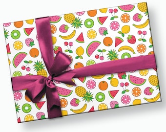 Papel de regalo de frutas - Fiesta de frutas, Fiesta de cumpleaños de frutas, Fiesta de sandía, Papel de regalo de cumpleaños, Papel de regalo para niños, Fiesta de cítricos