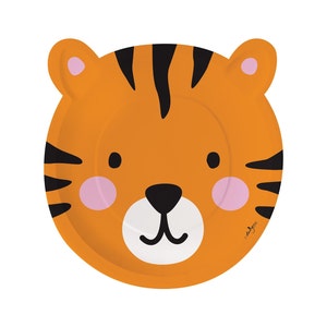 Tigerförmige Teller - Tiersafari-Partyteller, Safari-Geburtstagsdekoration, Wild One Partyzubehör, Dschungel-Geburtstagsteller, Partydekor