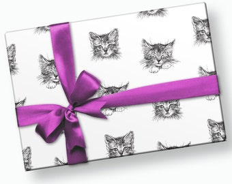 Cat Wrapping Paper - Cat Gift Wrap, Kitty Cat Party Supplies, Cat Birthday Paper, Cat Party, Kitten Gift Wrap, Cat Baby Shower, Cat Gifts