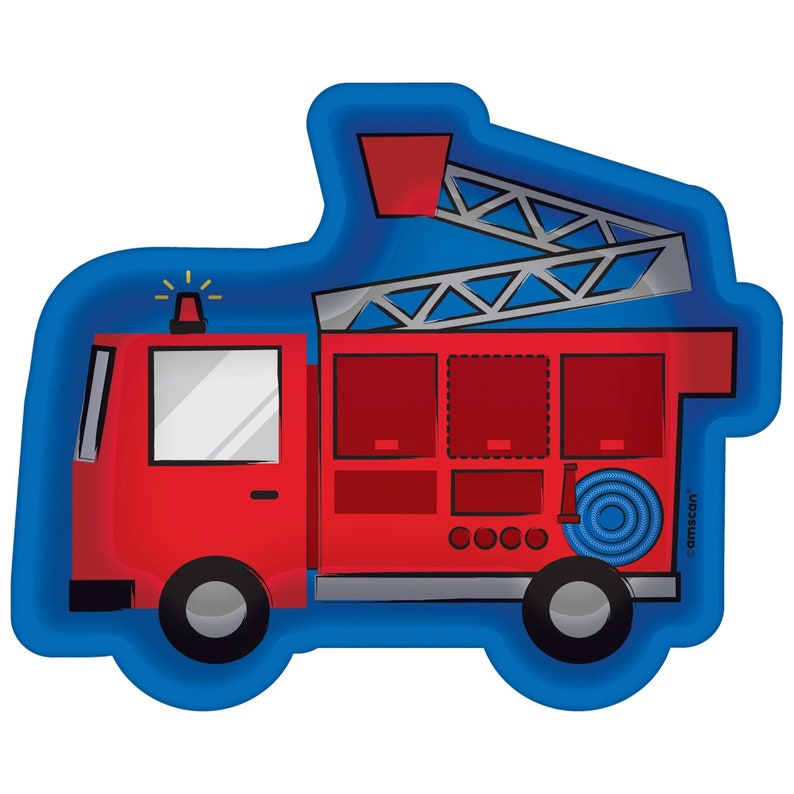 Firetruck Party Plates Firetruck Birthday Decorations Firetruck Birthday Party Firetruck Birthday Plates Firetruck Party