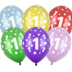 First Birthday Balloons - Happy 1st Birthday Balloons, Rainbow Latex Balloons, Birthday Decorations, Party Supplies, Party Balloon Bouquet