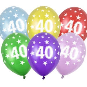 Fortieth Birthday Balloon Bouquet - Happy 40th Birthday Decoration, Latex Balloons, Age Forty Birthday Supplies, Number 40 Party Decorations