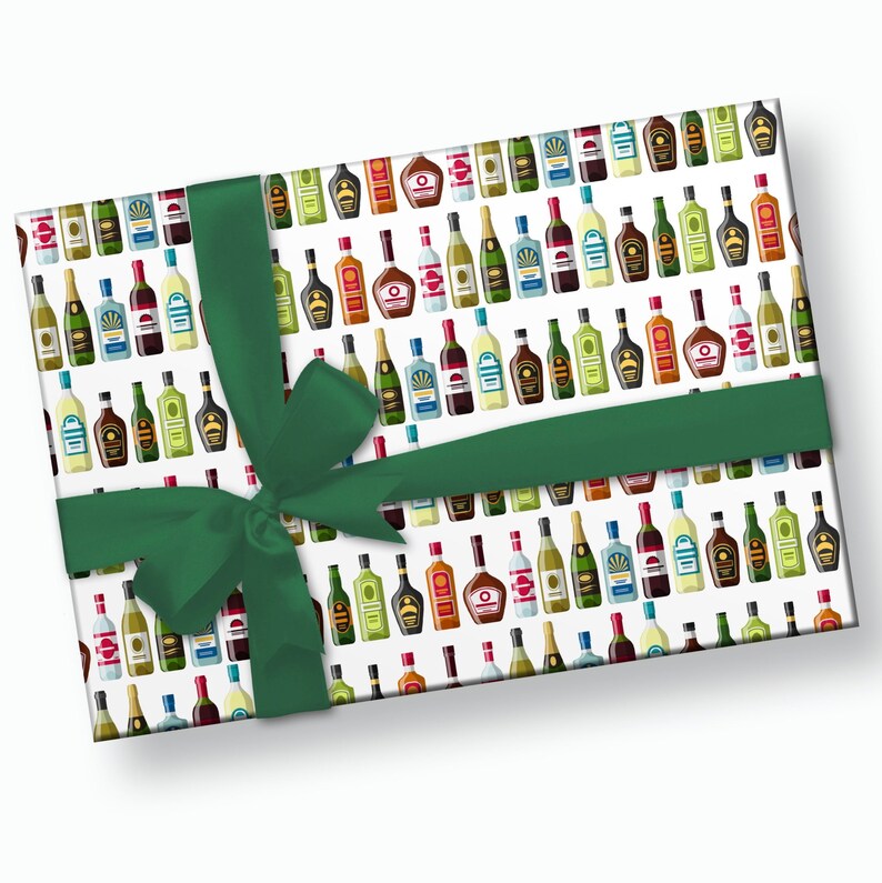 Alcohol Gift Wrap Funny Wrapping Paper Adult Birthday 21st Etsy